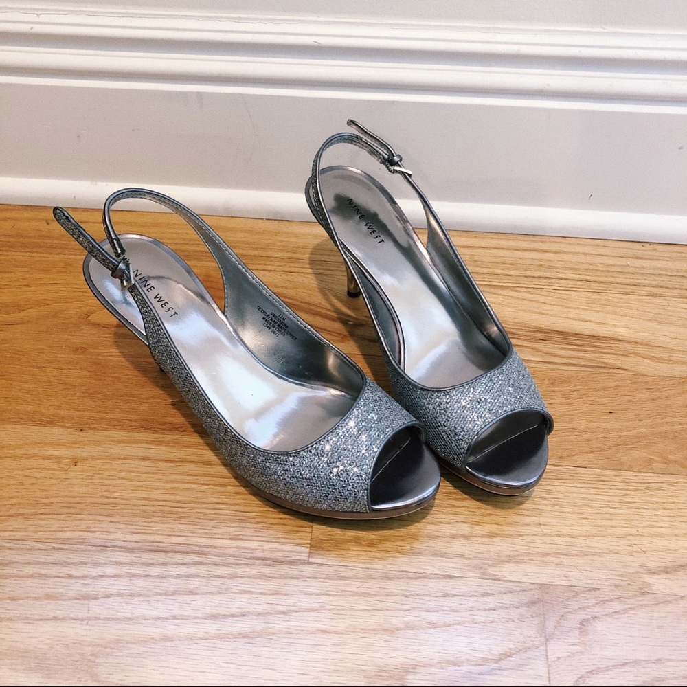 Sparkling silver heels